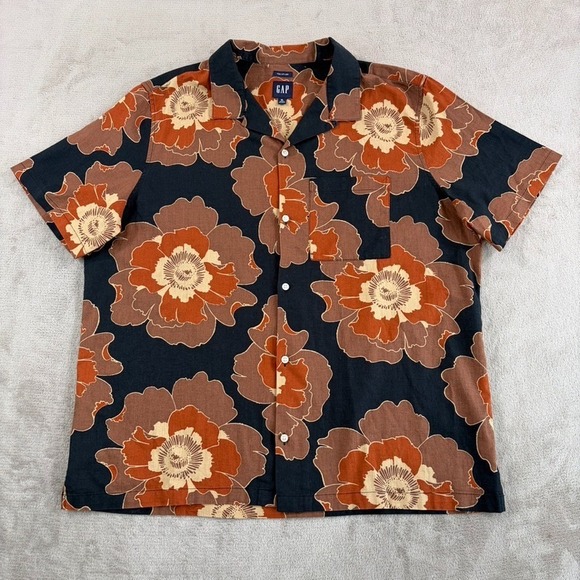 GAP Other - Gap April Bloom Floral Aloha Linen Blend Camp Loop Collar Shirt Men XL NWOT